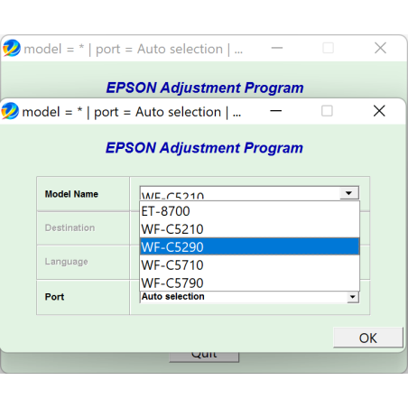 Epson WorkForce WF-C5210, WF-C5290, WF-C5710, WF-C5790 Adjustment Program