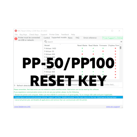 PP50/PP100 RESET KEY for the WIC Reset Uility