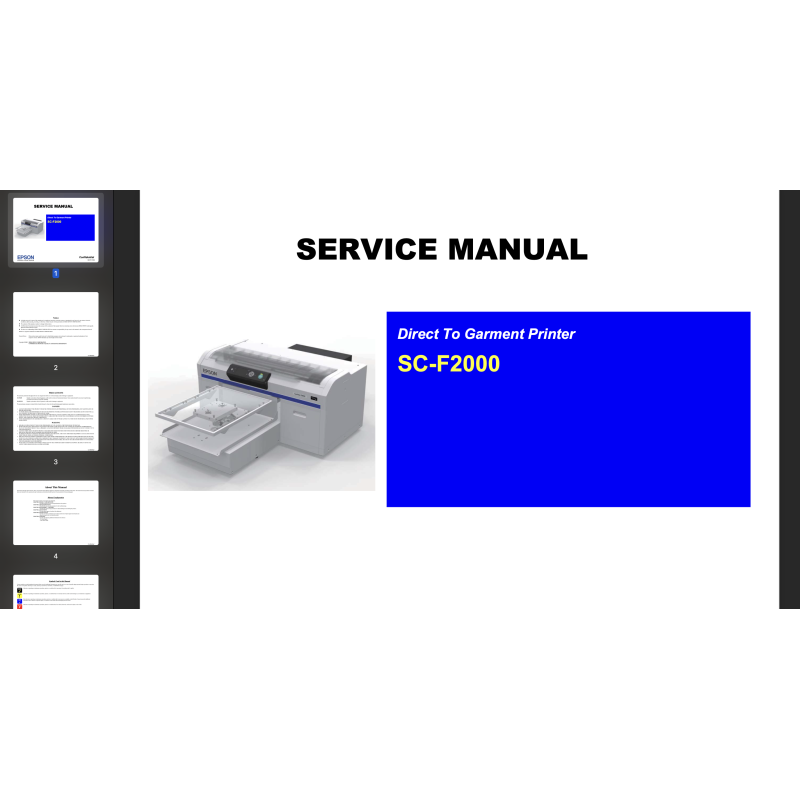 Epson SC-F2000 direct to garment printer Service Manual and Connector Diagram