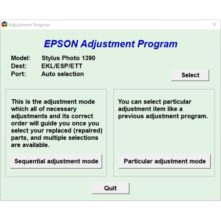 Epson Photo 1390 Adjustment Program (EKL/ESP/ETT) Ver.1.0.1