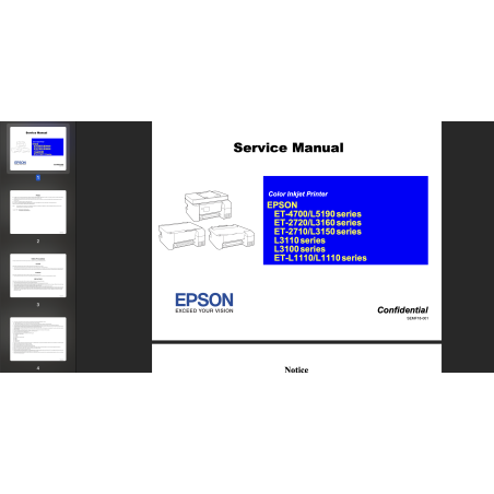 Epson L3100, L3110, L3150, ET-L5190, ET-L1110, ET-2710, ET-2720, ET-L3160, ET-4700 series printers Service Manual